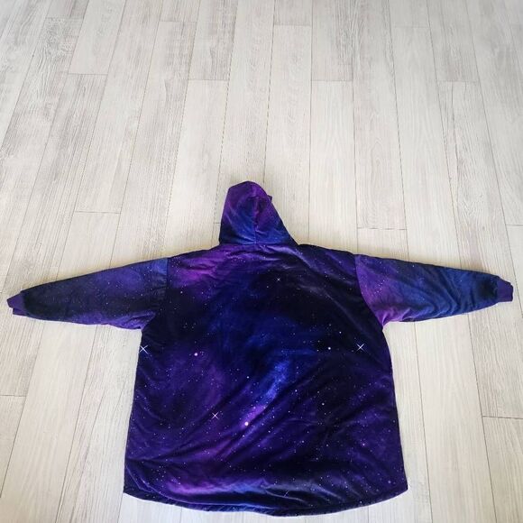 The Comfy Hoodie Kids One Size Blanket Sherpa Pullover Dream Starry Night Purple - Picture 2 of 4